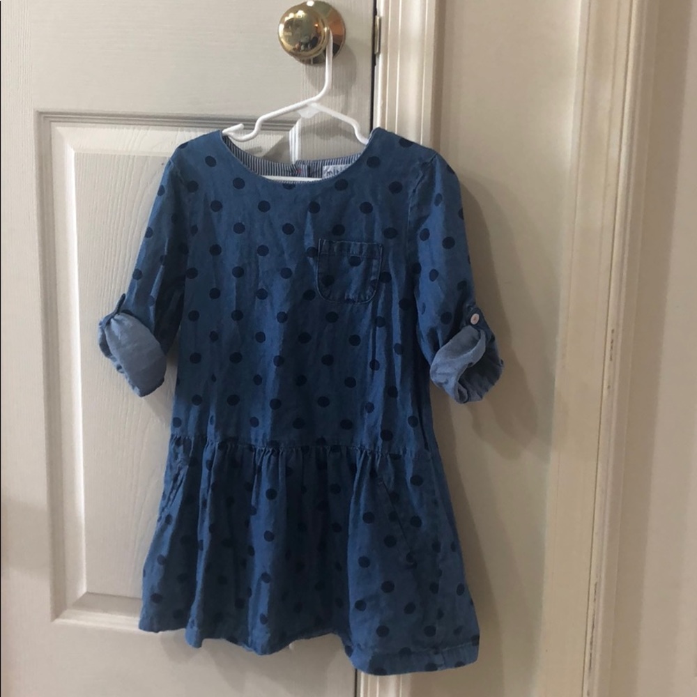Mini Boden Girls’ Navy Dot Tunic Dress Size 7-8Y